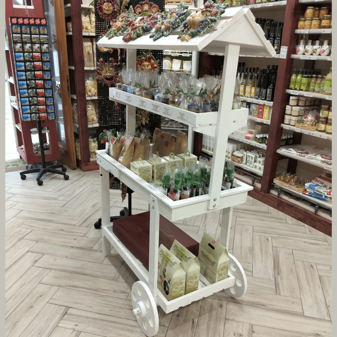Carretto Espositore In Legno - Vintage86